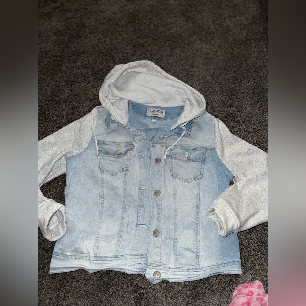 Wallflower Denim Jacket with Heather Gray Sleeves